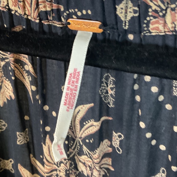 Free People Golden Hour Smocked Bodice Cotton Maxi Dress Black Combo Brown Med - Picture 8 of 15